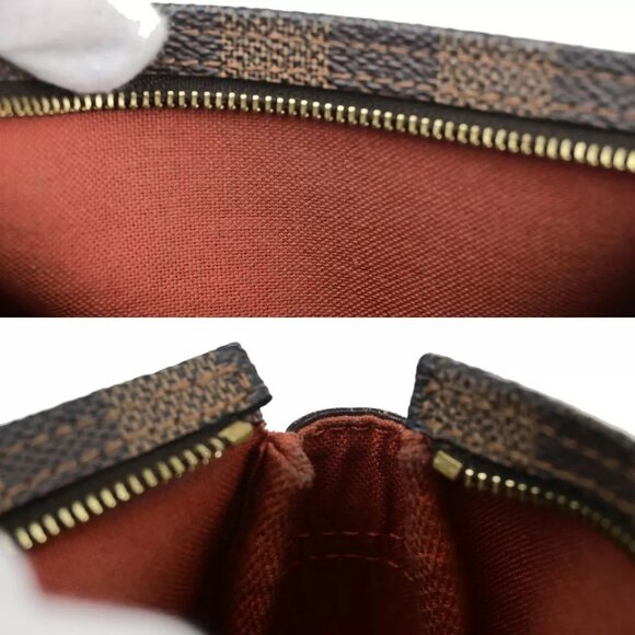 LOUIS VUITTON Trousse Makeup Hand Bag Damier Ebene Leather Brown - Picture 7 of 16